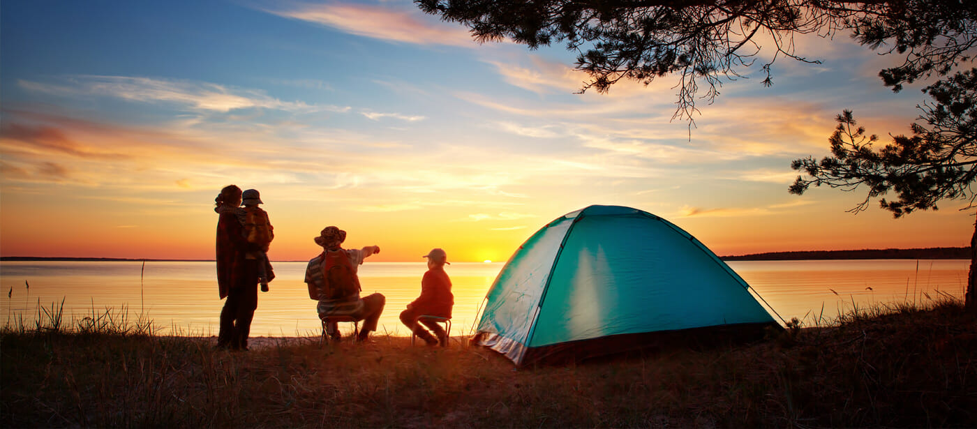 Family enjoying camping trip